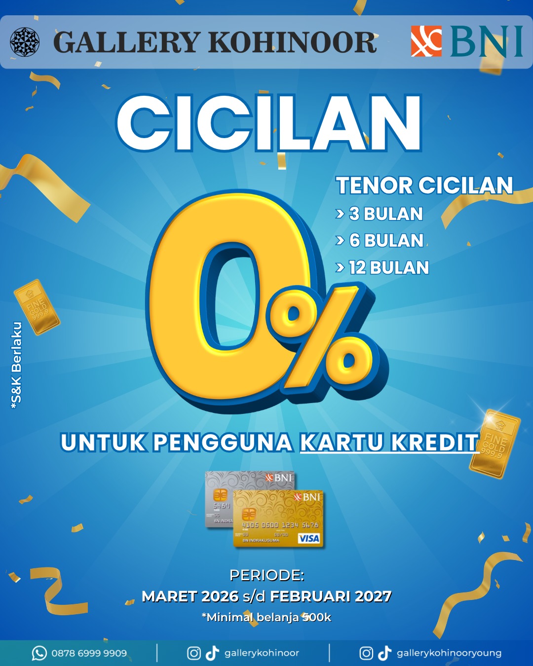Promo cicilan bank Gallery Kohinoor masih terus berlanjut loh Sobat GK!
Jangan sampai ketinggalan promonya ya! β¨
.
.
Dapatkan koleksi perhiasan emas model terbaru hanya di @gallerykohinoor
ALWAYS YOUNG & STAY GOLDππ«
.
.
More Info : ‡οΈβ€΅οΈβ€΅οΈ
Whatsapp : 087869999909
Our outlets :
Gallery Kohinoor : Jl. Sulawesi No. 106-108, Denpasar, Bali. (0361)237925
.
New Gallery Kohinoor : Jl. Sulawesi No. 80, Denpasar, Bali. (0361)8486111
.
Gallery Kohinoor Teuku Umar : Jl. Teuku umar No. 14, Denpasar, Bali. (0361)8488999
.
.
#gallerykohinoor #goldshopbali #tokoemasbali #antam #goldjewelry
TRUSTED GOLD SHOP GALLERY KOHINOOR β GET THE BEST DESIGNS AND MODELS WITH THE BEST PRICE AND LOTS OF CHOICES HERE π
