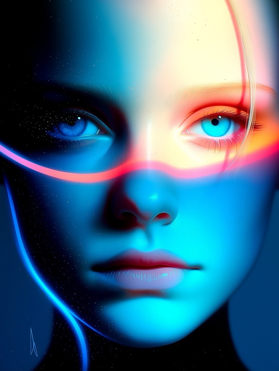 Neon Temptress —sref 1738707967 —niji 7 A neon cyb…